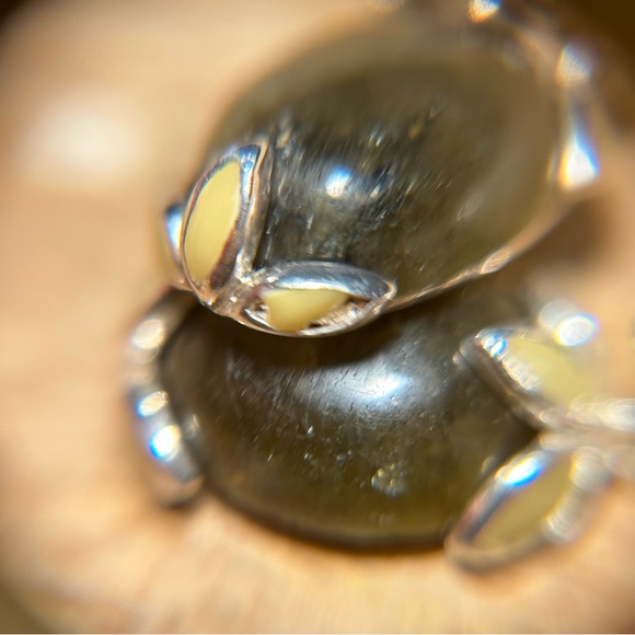 David Sigal Green Labradorite Flower Enamel 925 Sterling Silver Drop Earrings - Picture 13 of 15